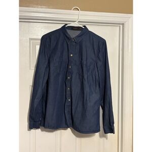 Women's Long Sleeve Dark Denim Button Up Shirt, Size XL, The Limited, Over Shirt